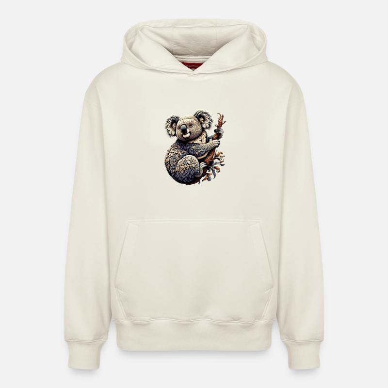 Koala - Sweat à capuche unisexe décontracté en coton biologique – de SPREAD - blanc cassé