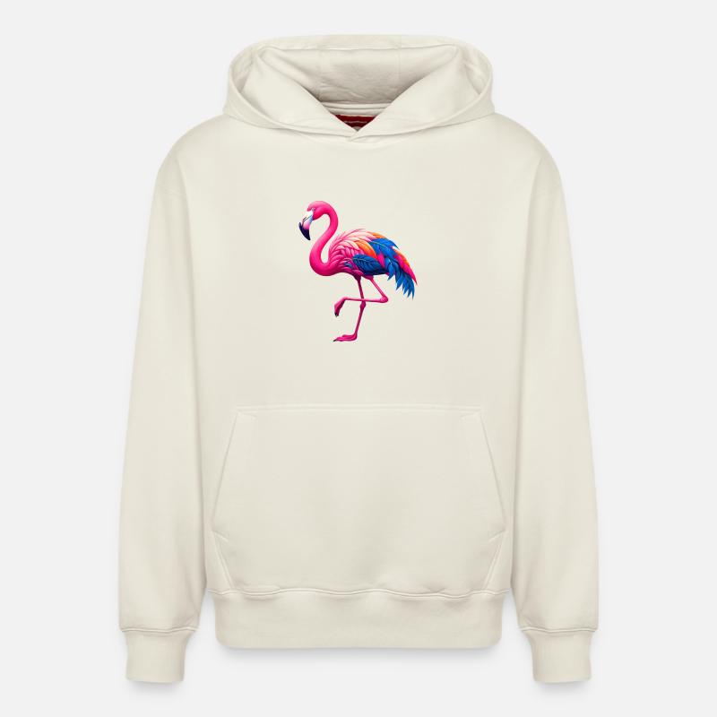 Flamant - Sweat à capuche unisexe décontracté en coton biologique – de SPREAD - blanc cassé