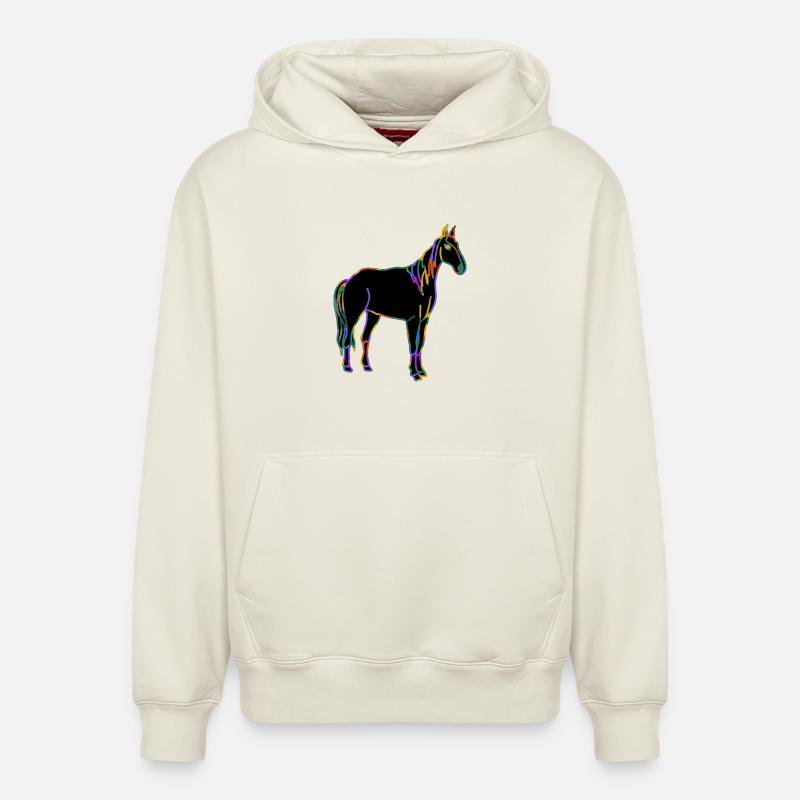 Cheval - Sweat à capuche unisexe décontracté en coton biologique – de SPREAD - blanc cassé