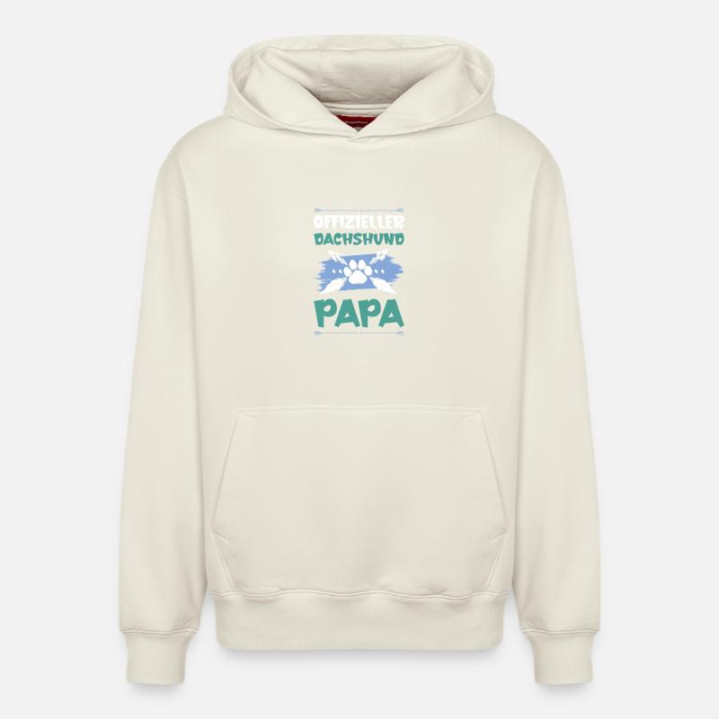 teckel teckel chiens papa - Sweat à capuche unisexe décontracté en coton biologique – de SPREAD - blanc cassé