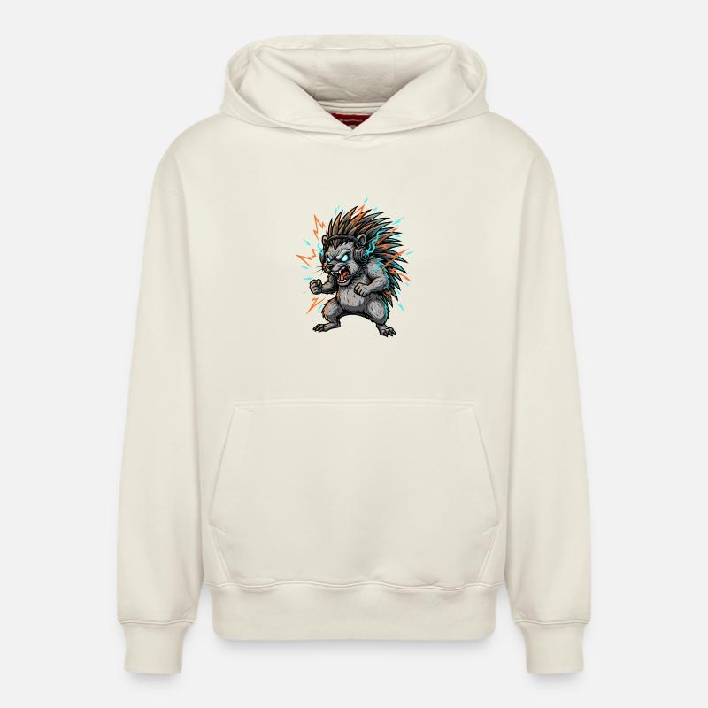 Cyber électrique Hérisson DJ - Sweat à capuche unisexe décontracté en coton biologique – de SPREAD - blanc cassé