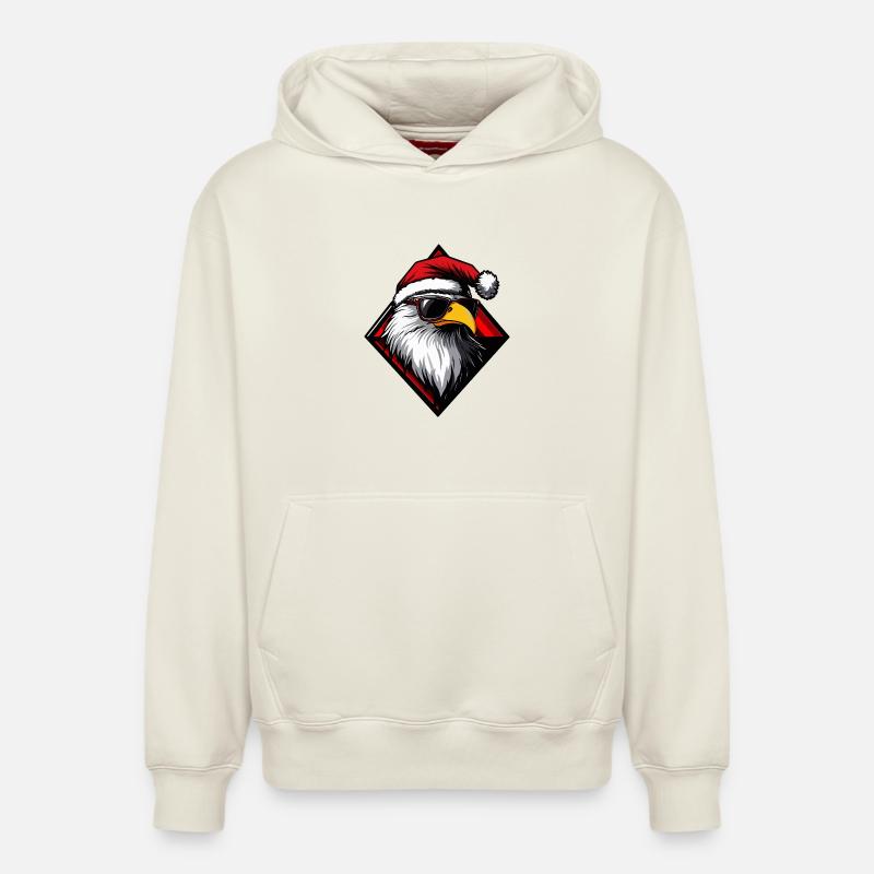 Bande dessinée Eagle Santa - Sweat à capuche unisexe décontracté en coton biologique – de SPREAD - blanc cassé