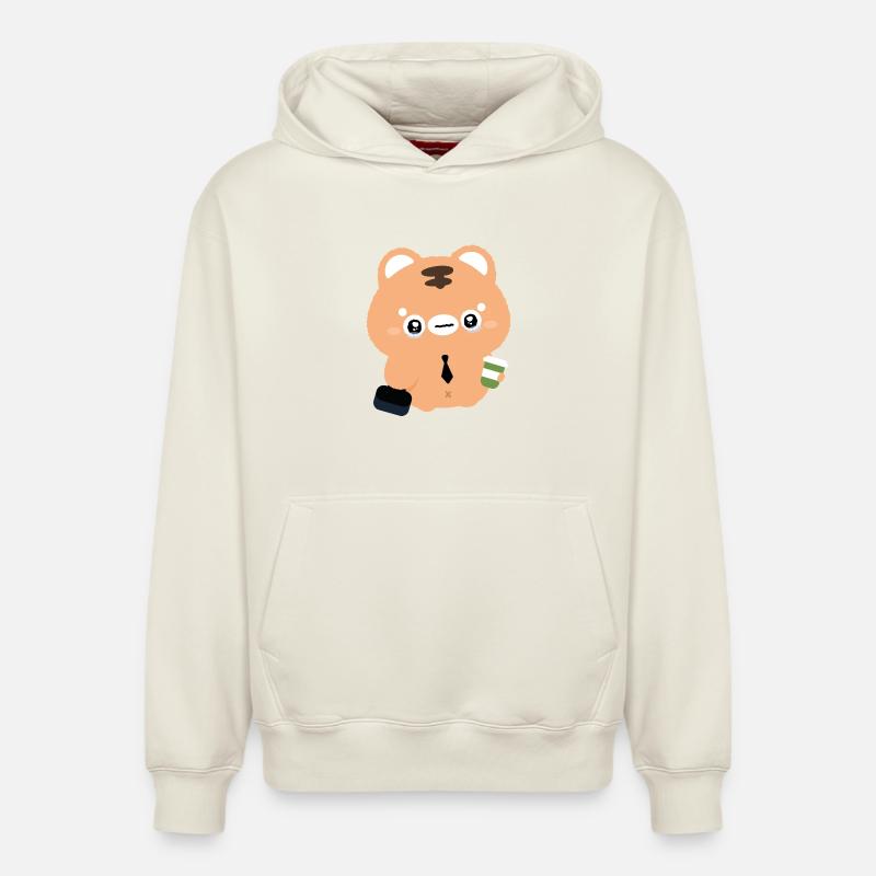 Kawaii Tiger pleure avec du café - Sweat à capuche unisexe décontracté en coton biologique – de SPREAD - blanc cassé