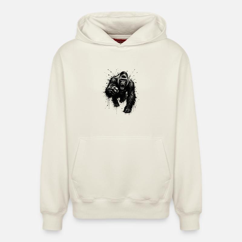 Dark Gorilla Spray Print - Sweat à capuche unisexe décontracté en coton biologique – de SPREAD - blanc cassé