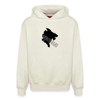 montenegro - Relaxed Unisex Organic Hoodie – von SPREAD - Naturweiß - Vorne - AI Model Female 172 dark (172cm) & AI Model Male 178 light (178cm)