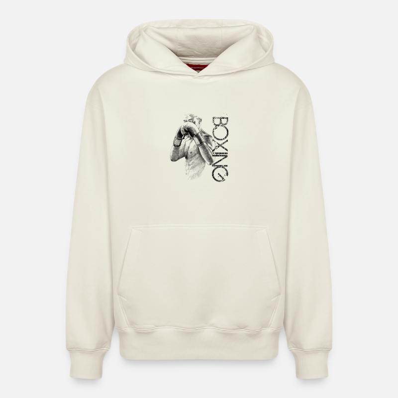 Boxer - Sweat à capuche unisexe décontracté en coton biologique – de SPREAD - blanc cassé
