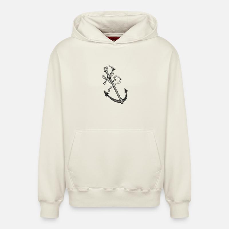 Anchor - Sweat à capuche unisexe décontracté en coton biologique – de SPREAD - blanc cassé