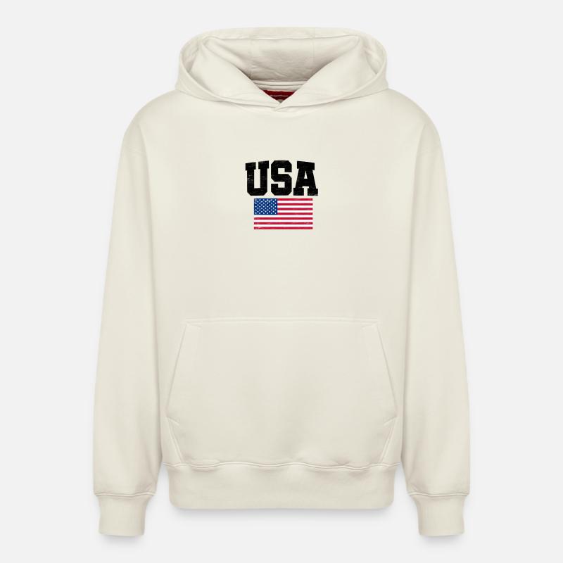 États-Unis - Sweat à capuche unisexe décontracté en coton biologique – de SPREAD - blanc cassé