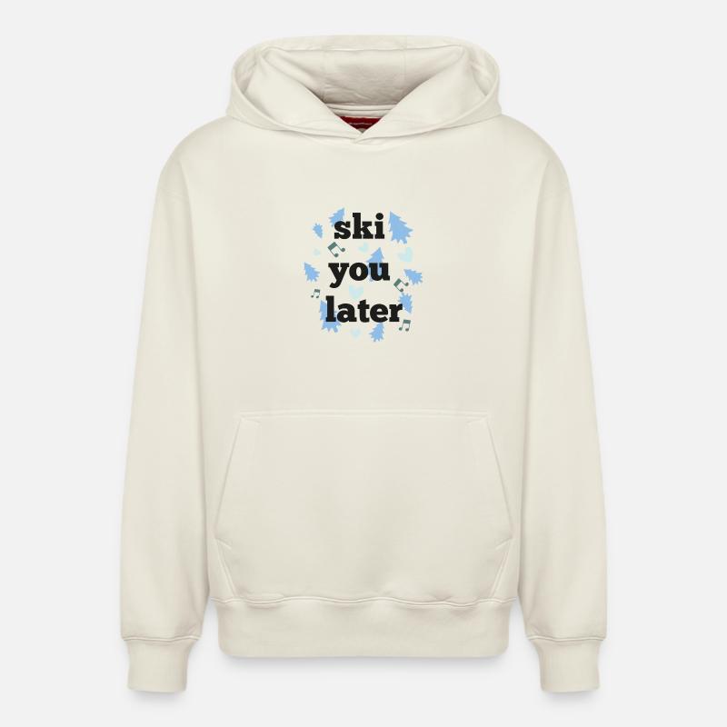Ski plus tard - Sweat à capuche unisexe décontracté en coton biologique – de SPREAD - blanc cassé