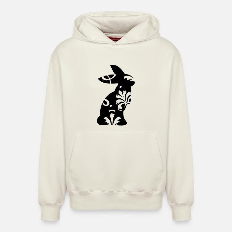 Ornement de lapin - Sweat à capuche unisexe décontracté en coton biologique – de SPREAD - blanc cassé
