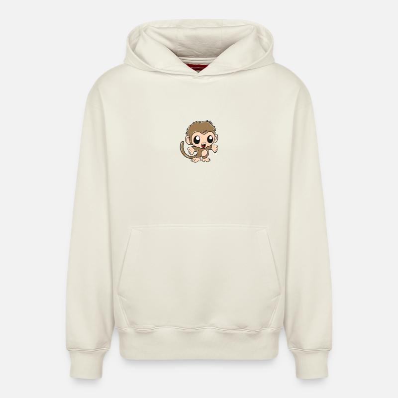 Affe - Relaxed Unisex Organic Hoodie – von SPREAD - Naturweiß