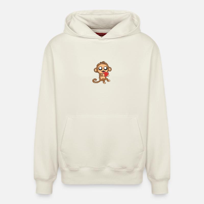 singe - Sweat à capuche unisexe décontracté en coton biologique – de SPREAD - blanc cassé