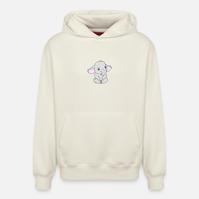éléphant - Sweat à capuche unisexe décontracté en coton biologique – de SPREAD - blanc cassé