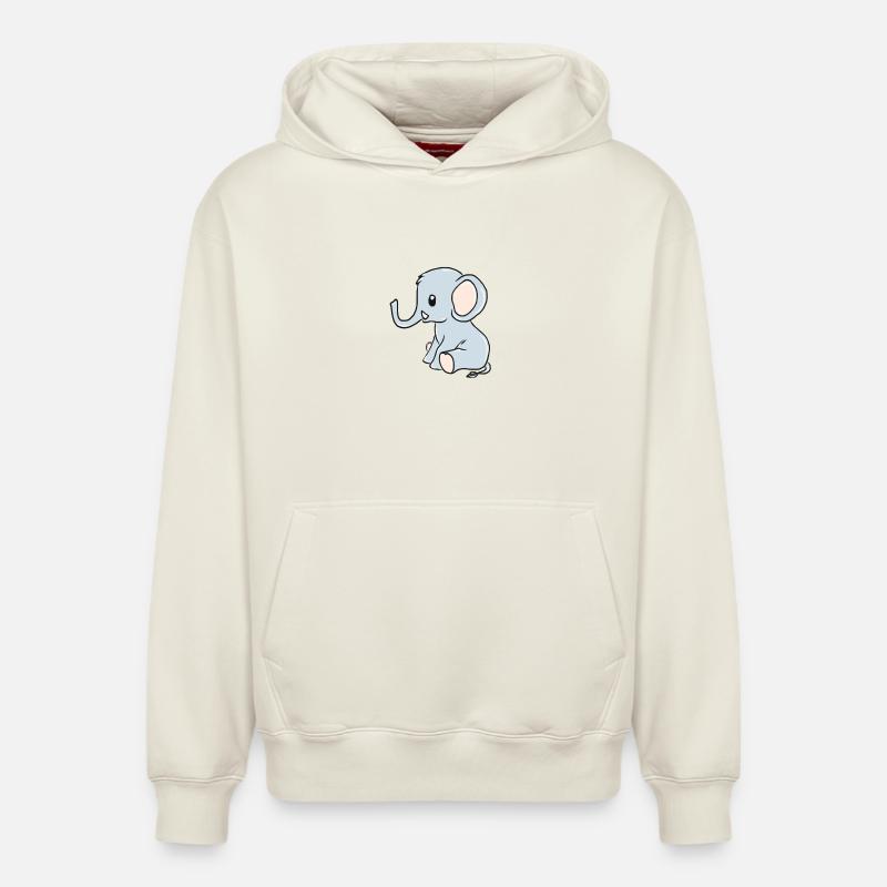 éléphant - Sweat à capuche unisexe décontracté en coton biologique – de SPREAD - blanc cassé