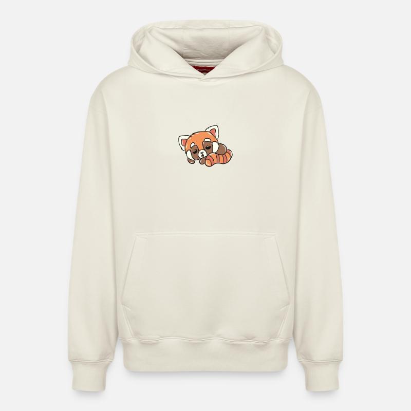 Panda rouge - Sweat à capuche unisexe décontracté en coton biologique – de SPREAD - blanc cassé