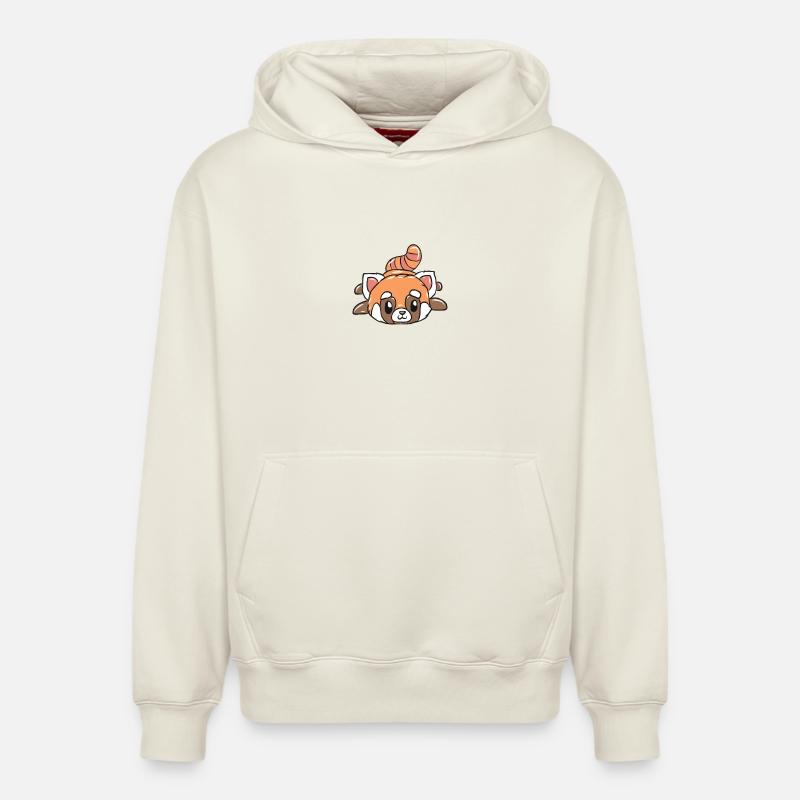 Panda rouge - Sweat à capuche unisexe décontracté en coton biologique – de SPREAD - blanc cassé