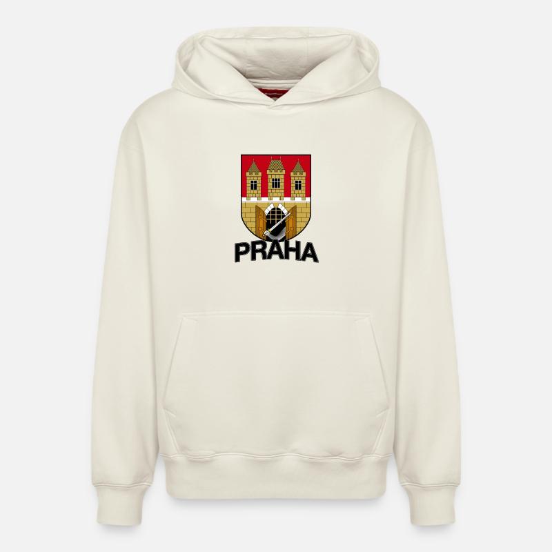 Praha Prague République tchèque - Sweat à capuche unisexe décontracté en coton biologique – de SPREAD - blanc cassé