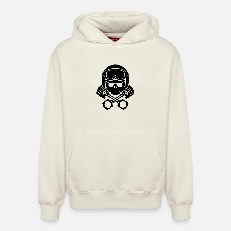 kolben schädel helm - Relaxed Unisex Organic Hoodie – von SPREAD - Naturweiß