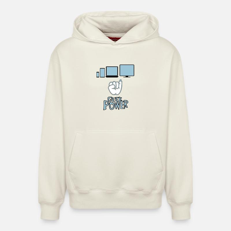 Geek - Sweat à capuche unisexe décontracté en coton biologique – de SPREAD - blanc cassé