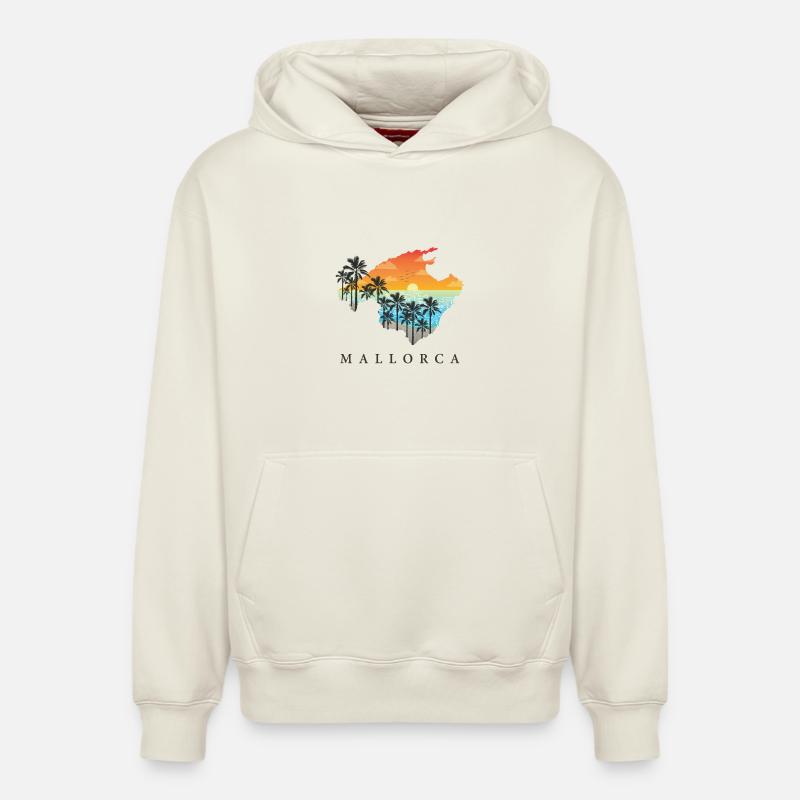 majorque - Sweat à capuche unisexe décontracté en coton biologique – de SPREAD - blanc cassé