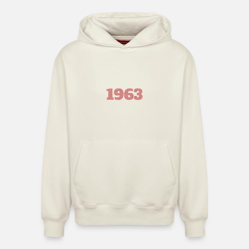 1963 année - Sweat à capuche unisexe décontracté en coton biologique – de SPREAD - blanc cassé