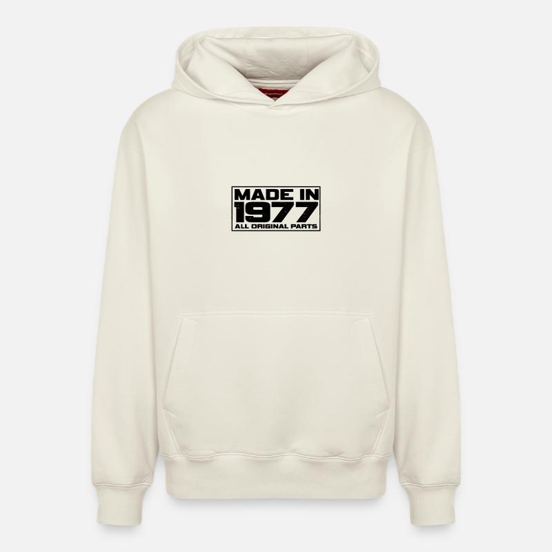 1977 - Sweat à capuche unisexe décontracté en coton biologique – de SPREAD - blanc cassé