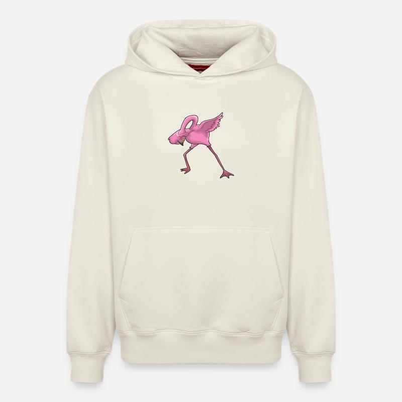 Dabbing flamant rose - Sweat à capuche unisexe décontracté en coton biologique – de SPREAD - blanc cassé