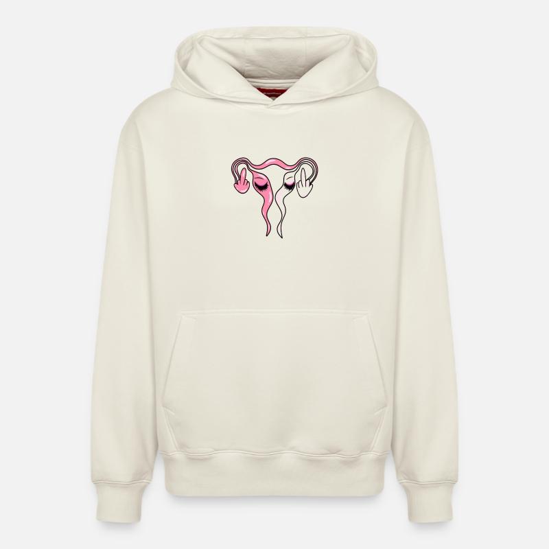 Ovaires / utérus avec cils - Sweat à capuche unisexe décontracté en coton biologique – de SPREAD - blanc cassé