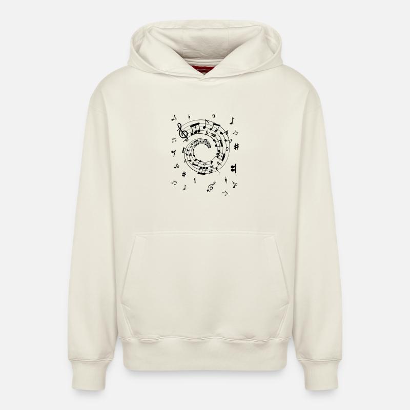 Notes de musique - Sweat à capuche unisexe décontracté en coton biologique – de SPREAD - blanc cassé