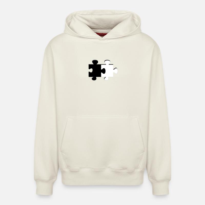 Puzzle Noir Blanc - Sweat à capuche unisexe décontracté en coton biologique – de SPREAD - blanc cassé