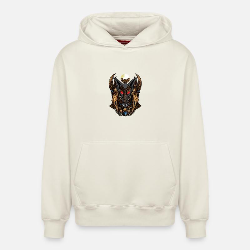 Steampunk d’anubis - Sweat à capuche unisexe décontracté en coton biologique – de SPREAD - blanc cassé
