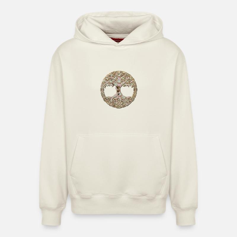 Arbre celtique élégant - Sweat à capuche unisexe décontracté en coton biologique – de SPREAD - blanc cassé