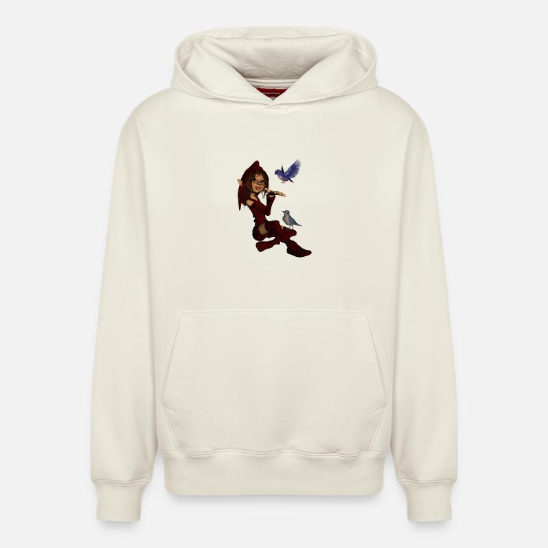 Petite fée aux oiseaux - Sweat à capuche unisexe décontracté en coton biologique – de SPREAD - blanc cassé