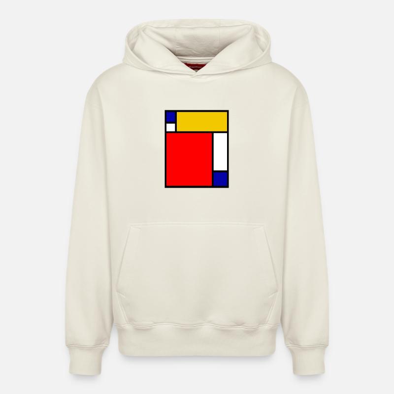 Mondrian 4 - Sweat à capuche unisexe décontracté en coton biologique – de SPREAD - blanc cassé
