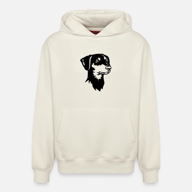 Tête de Pinscher allemande - Sweat à capuche unisexe décontracté en coton biologique – de SPREAD - blanc cassé