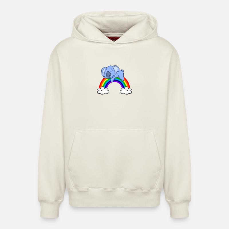 Koala arc-en-ciel - Sweat à capuche unisexe décontracté en coton biologique – de SPREAD - blanc cassé