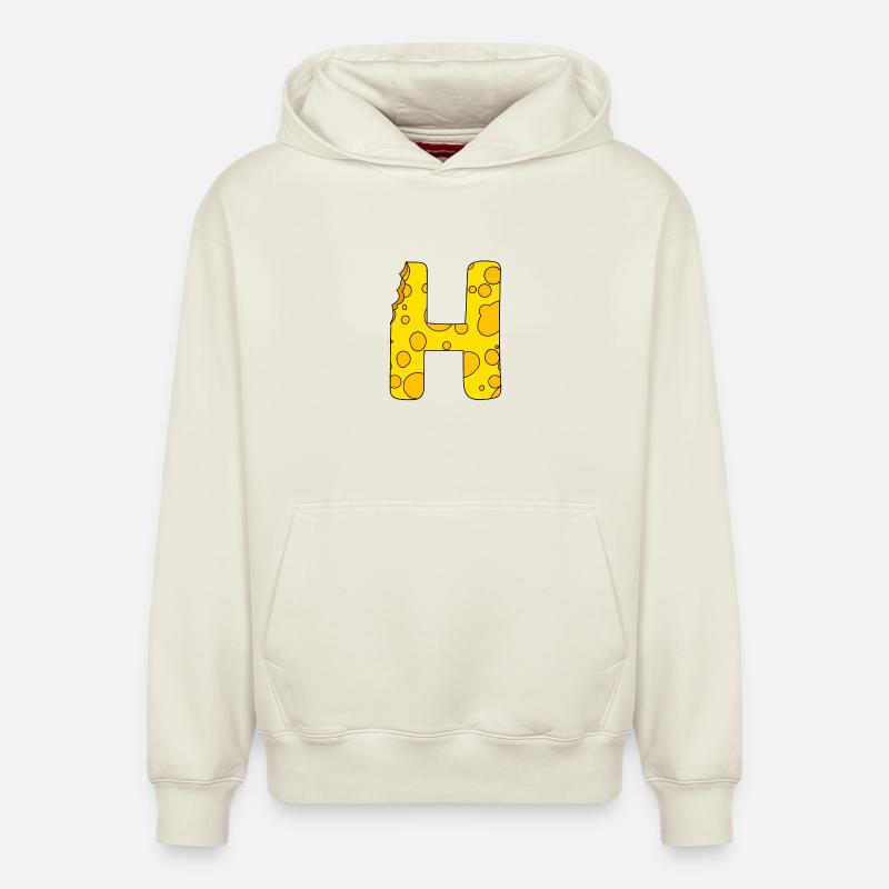 Lettre H - Sweat à capuche unisexe décontracté en coton biologique – de SPREAD - blanc cassé