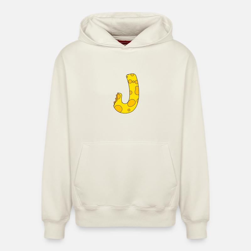 Lettre J - Sweat à capuche unisexe décontracté en coton biologique – de SPREAD - blanc cassé