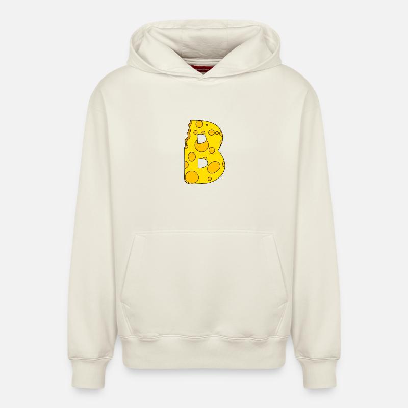 Lettre B - Sweat à capuche unisexe décontracté en coton biologique – de SPREAD - blanc cassé