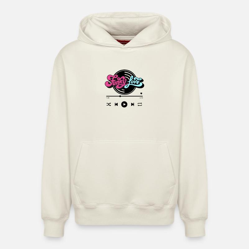Funky Love - Sweat à capuche unisexe décontracté en coton biologique – de SPREAD - blanc cassé