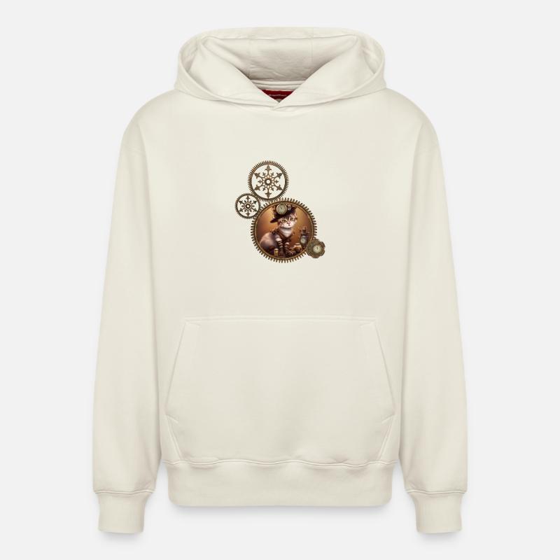 Petit chaton steampunk - Sweat à capuche unisexe décontracté en coton biologique – de SPREAD - blanc cassé