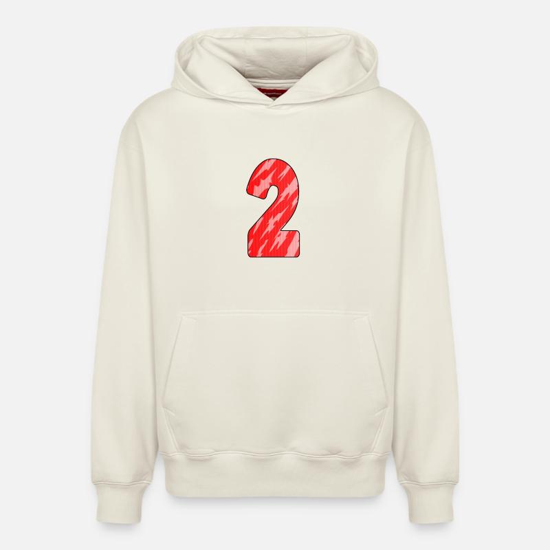 Motif rouge numéro 2 - Sweat à capuche unisexe décontracté en coton biologique – de SPREAD - blanc cassé