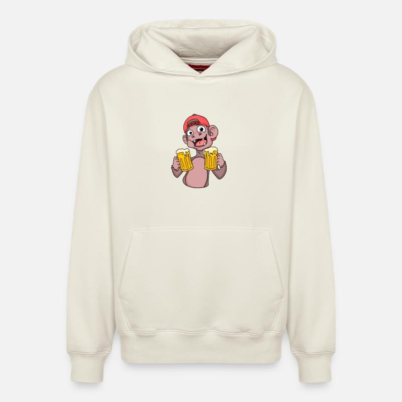Affe mit Biergläser - Relaxed Unisex Organic Hoodie – von SPREAD - Naturweiß