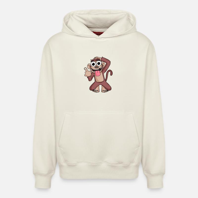 Singe pointant le majeur - Sweat à capuche unisexe décontracté en coton biologique – de SPREAD - blanc cassé