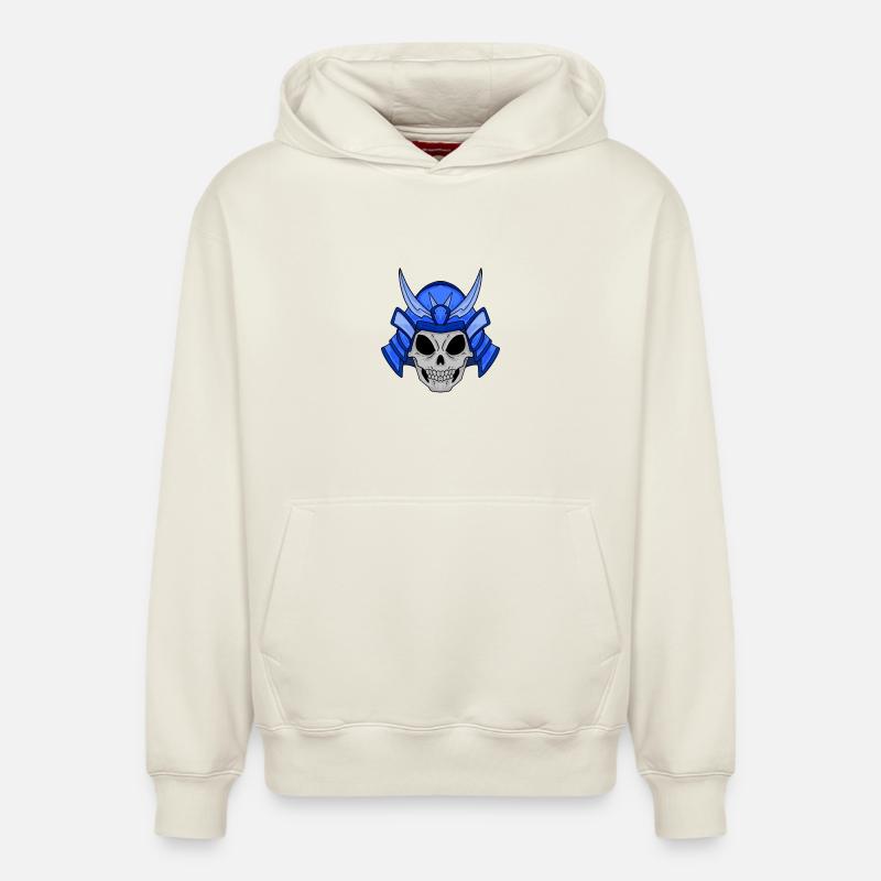Crâne de samouraï - Sweat à capuche unisexe décontracté en coton biologique – de SPREAD - blanc cassé