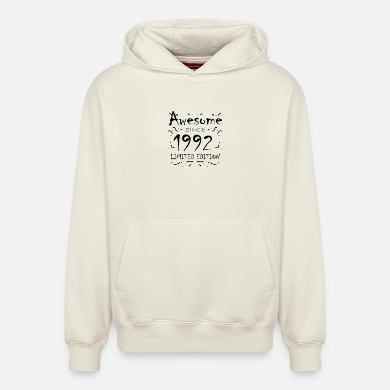 1992 - Né en 1992 - Sweat à capuche unisexe décontracté en coton biologique – de SPREAD - blanc cassé