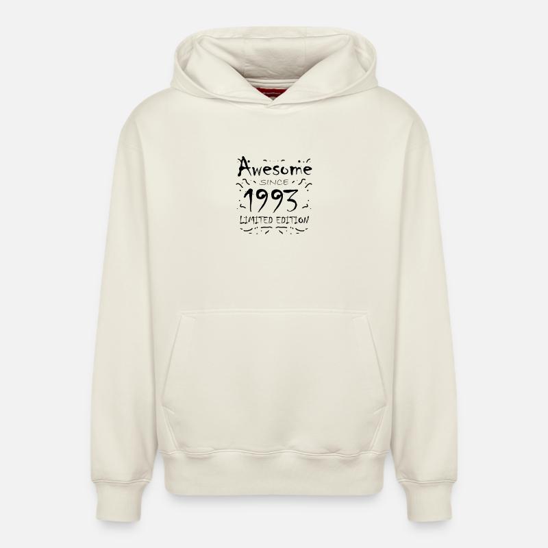 1993 - Né en 1993 - Sweat à capuche unisexe décontracté en coton biologique – de SPREAD - blanc cassé