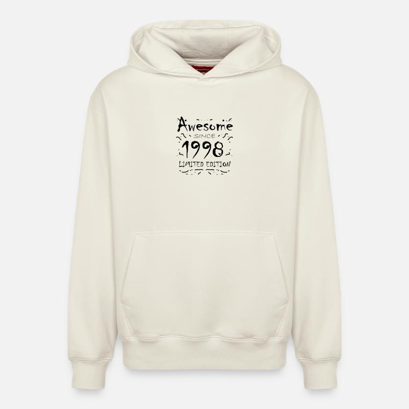 1998 - Né en 1998 - Sweat à capuche unisexe décontracté en coton biologique – de SPREAD - blanc cassé