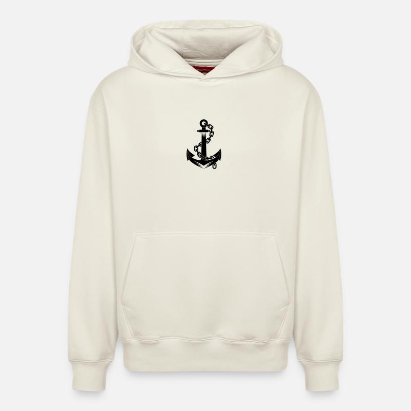 Saillier d’ancre Sailboat Design - Sweat à capuche unisexe décontracté en coton biologique – de SPREAD - blanc cassé