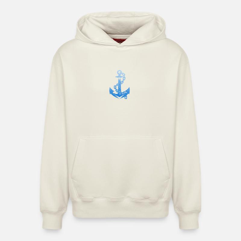 Saillier d’ancre Sailboat Design - Sweat à capuche unisexe décontracté en coton biologique – de SPREAD - blanc cassé
